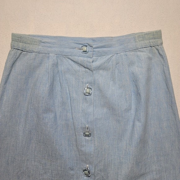 Vintage Chambray A-Line Skirt WATER WATER EVERY WEAR Miami USA Button Front - Picture 2 of 10